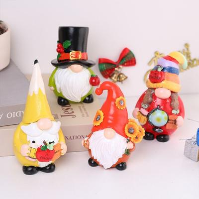 Cute Christmas Gnome Ornament Elegant Colourful Faceless Elderly Figurine Resin Crafts Merry Christmas Decoration