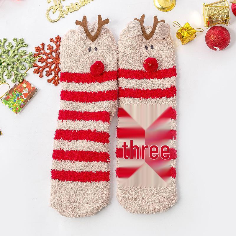 

Женские милые мультяшные носки до середины икры из кораллового флиса на осень/зиму