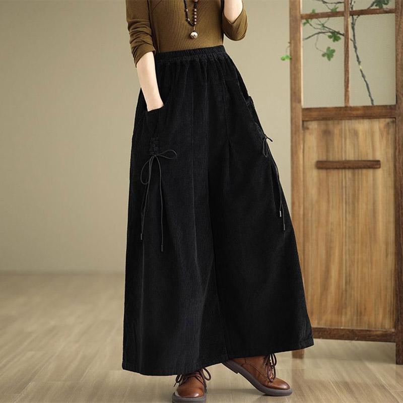 Pants for Women Elastic High Waist Long Trousers Plus Size Thickened Stretchy Solid Colour Versatile Casual Wide Leg Pants