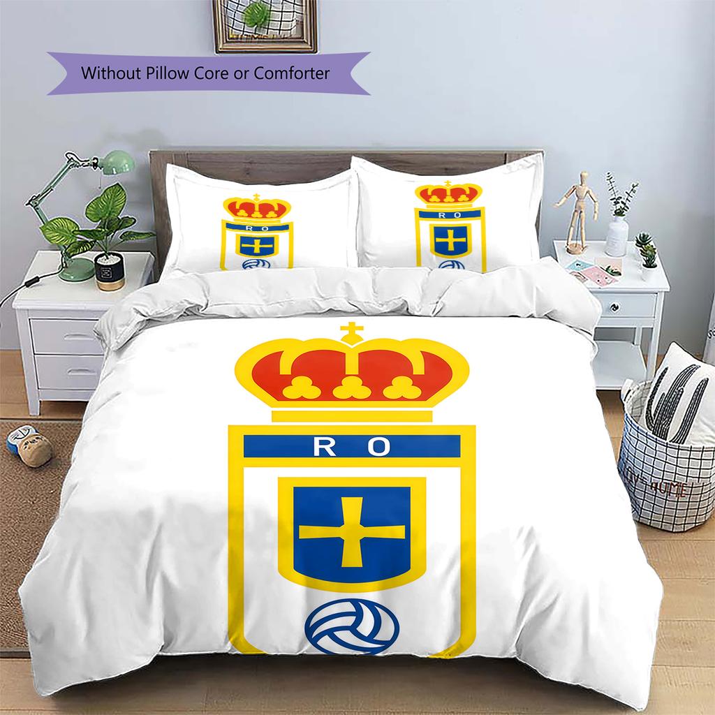 Real Oviedo Patronen Beddengoed Huisdecoratie Verjaardagscadeau (1 dekbedovertrek + 2 kussenslopen, zonder binnenkussen)