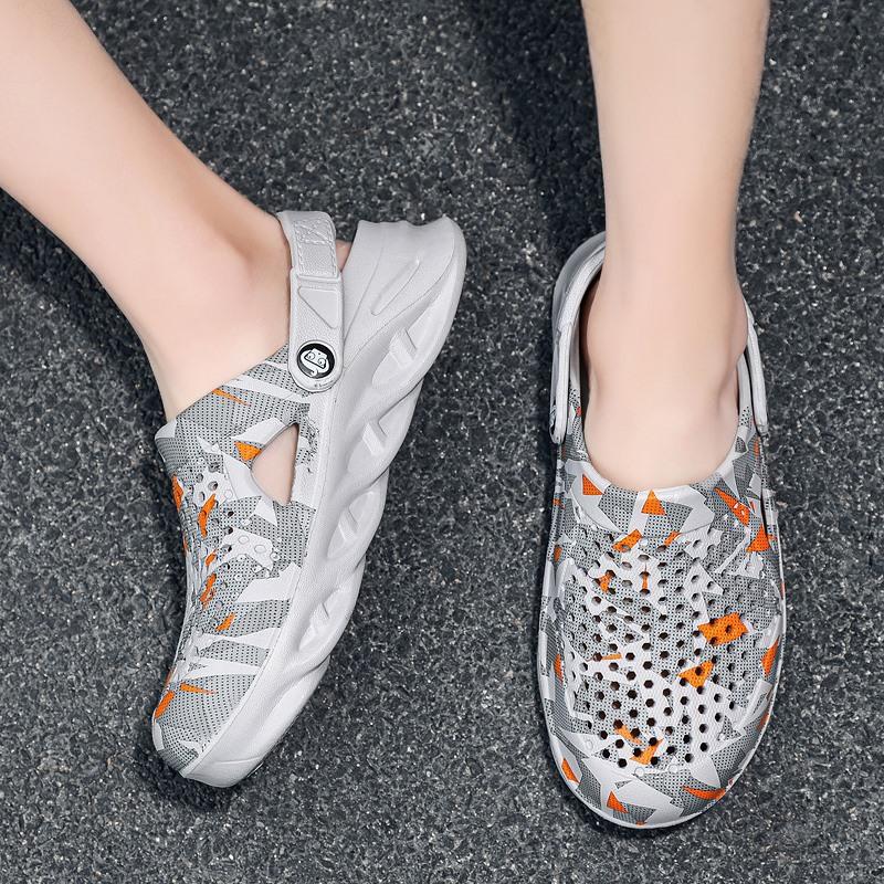 2025 summer new Korean version personalized outdoor two wear sandals large size men's hole shoes light and hollow