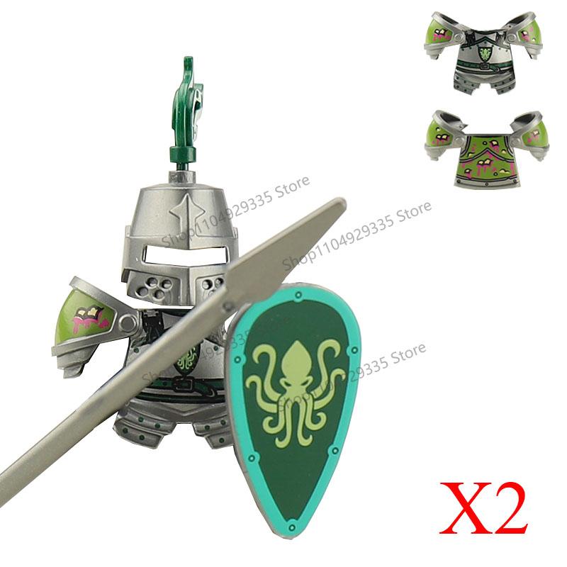 Medieval Military Soldiers Figures MOC Building Blocks Castle Black Eagle Wolf Octopus Griffin Ancient Knight Waffen Bricks Toys