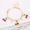 17 Colors Gold Plated Fruit Cherry Crystal Zirconia Adjustable Pearl Bracelet Luxury for Women Girls Casual Daily Party Jewelry