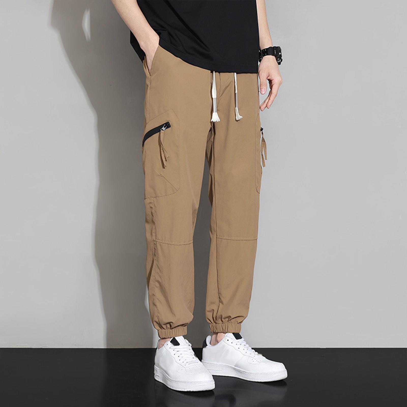 

Осінньо-зимові чоловічі однотонні вільні штани на шнурках. Повсякденні спортивні штани XL хакі