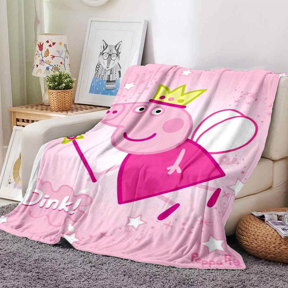 Peppa Pig Theme Printed Blanket - Perfect for Couch, Bed, Travel & Outdoor Use | Machine Washable, Cozy & Durable.