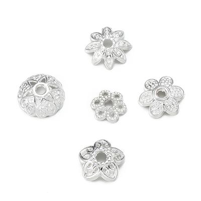 50pcs 5 Sizes Alloy Flower Beads Cap Flowers Connector for Bracelet Necklace Jewelry Making Accessories