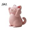 Mechanical Balance Ornaments 3D Printed Pink Hugging Cat Figurine, Adorable Sitting Kitten Statue with Raised Paws, Narrative Space Decor Kawaii Desk