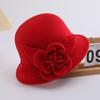 Hat Women's autumn and winter woolen hat British retro bowler hat Elegant and fashionable flower fashion hat Felt hat Trendy and casual