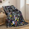 Colorful Scientific Doodles with Molecules, Formulas, and Laboratory Tools. for All Seasons Blanket Lunch Break Throw Gift