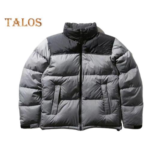 Męski płaszcz bawełniany ze stójką, długim rękawem, patchworkową kolorową kurtką z kieszeniami, luźny krój, zamek błyskawiczny, wiatroszczelna, pikowana odzież wierzchnia