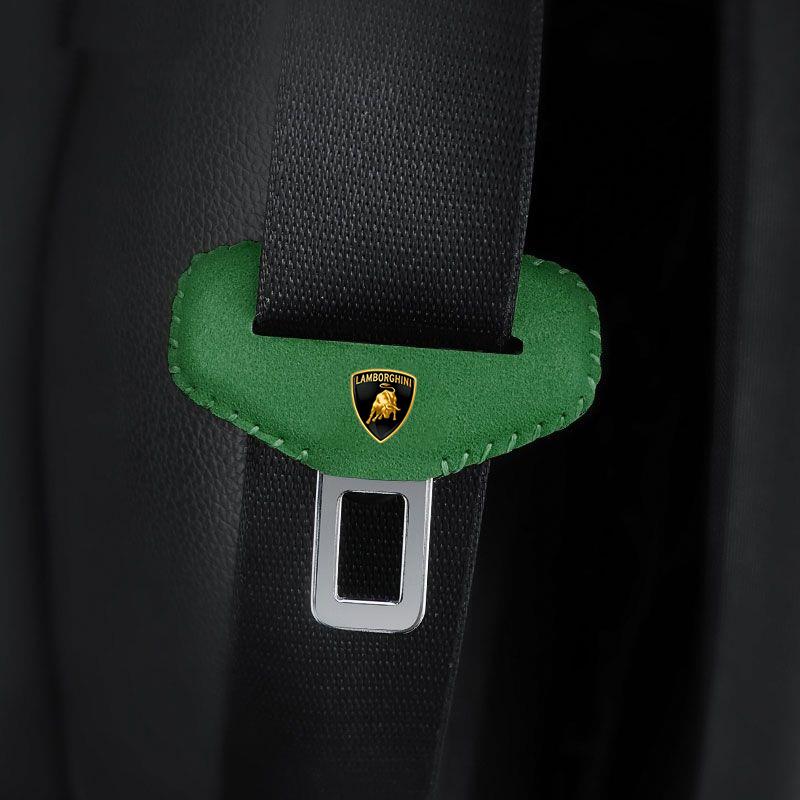 

2pcs Suede Car Seat Safety Belt Buckle Plug Protector Covers For Lamborghini Urus Huracan Aventador Premium Auto Accessories