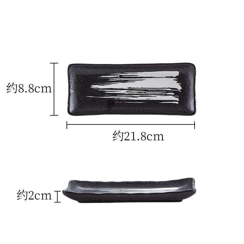 Commercial Barbecue Plate Japanese Style Sushi Plate Saury Plate Hot Pot Plate Ceramic Long Plate Dessert Plate