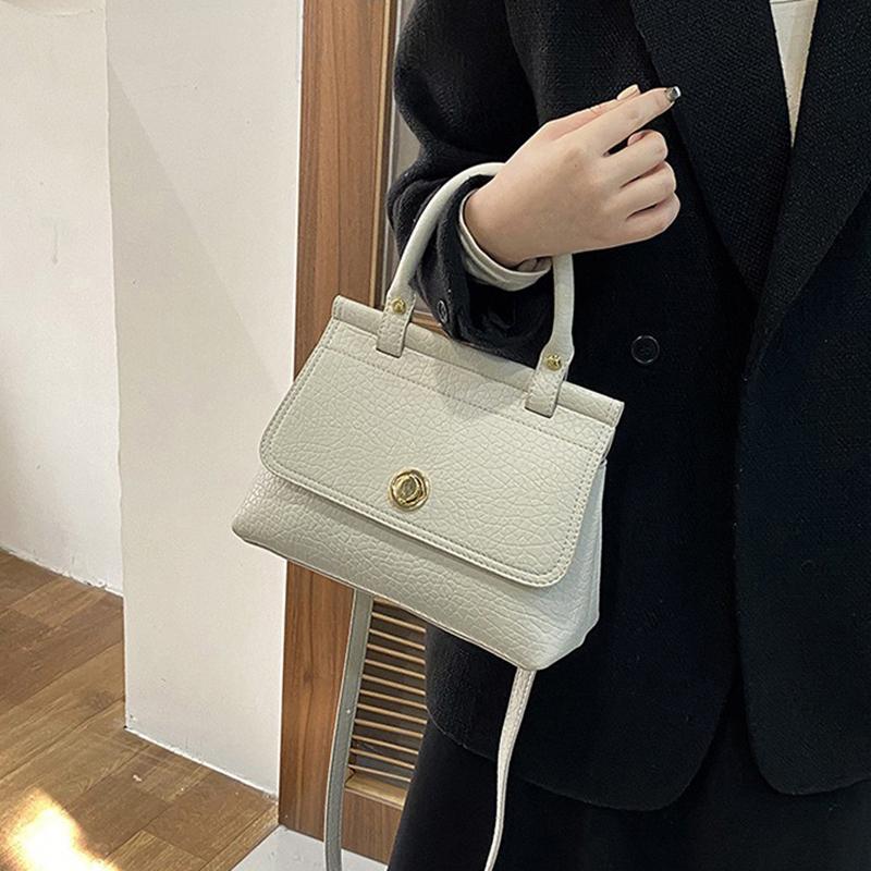 2024 Solid Color PU Trendy Personality Daily Commuting Small Bag Simple and Stylish Shoulder Bag Crossbody Bag Metal Buckle Women's Bag