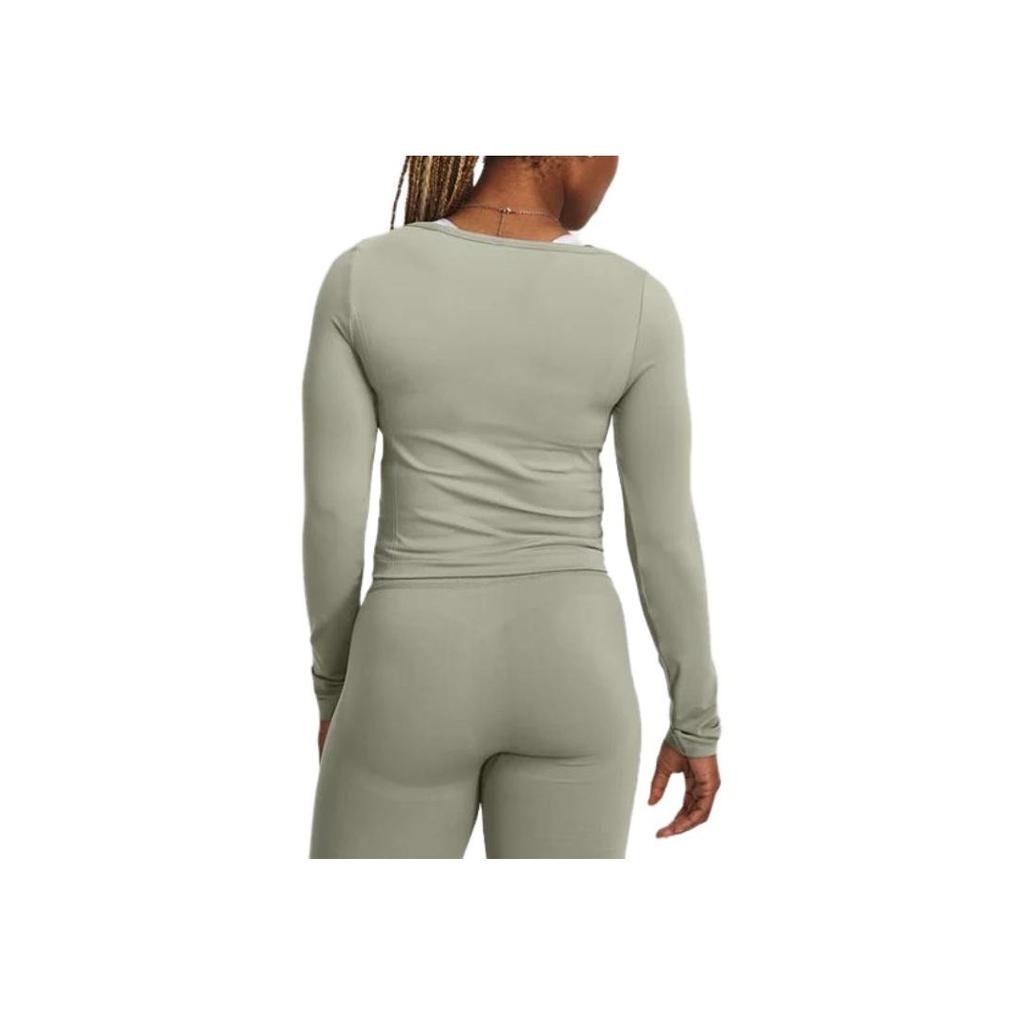 Under Armour Logo Print Fitted Short Sleeve Crewneck Sweatshirt Women sweatshirt Gray 1379150-504