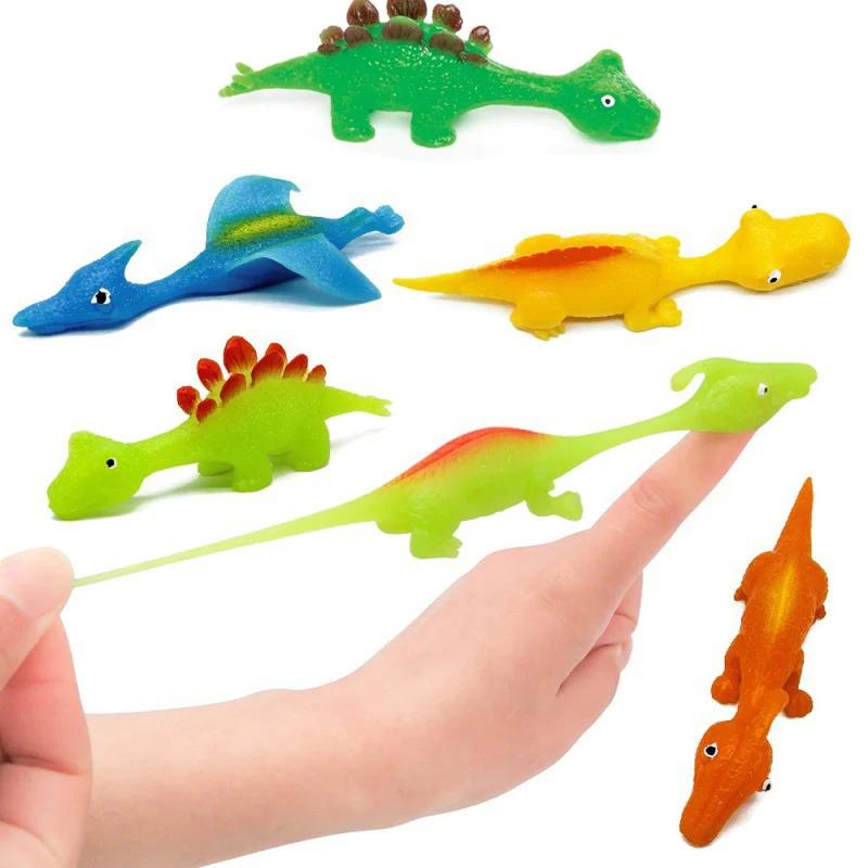 10Pcs Finger Catapult Dinosaur Stress Relief Toy TPR Turkey Finger Catapult Children's Birthday Party Most Popular Gift Toy