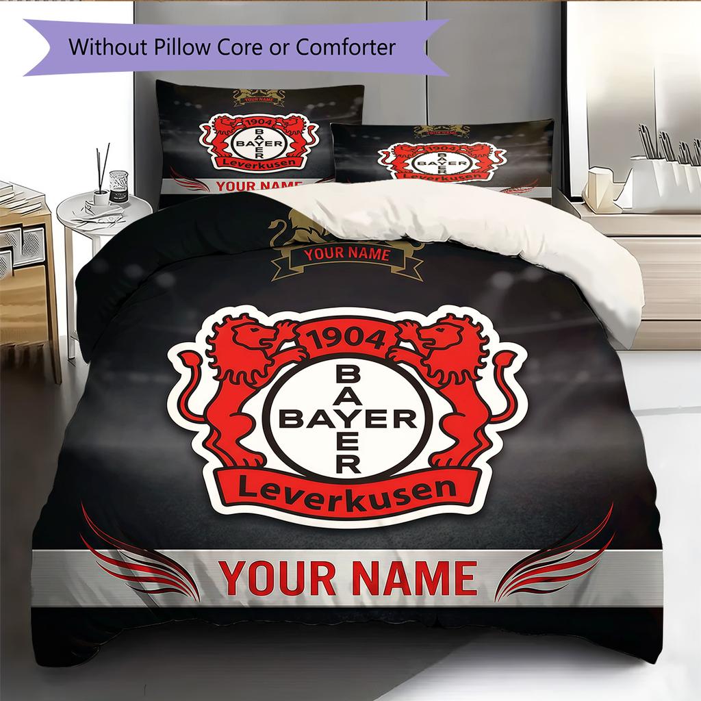 Custom Name Bayer 04 Leverkusen2 Pattern Bedding Quilt Set  Home Decoration  Gift (1 * Duvet Cover + 2 * Pillowcase  Without Core)