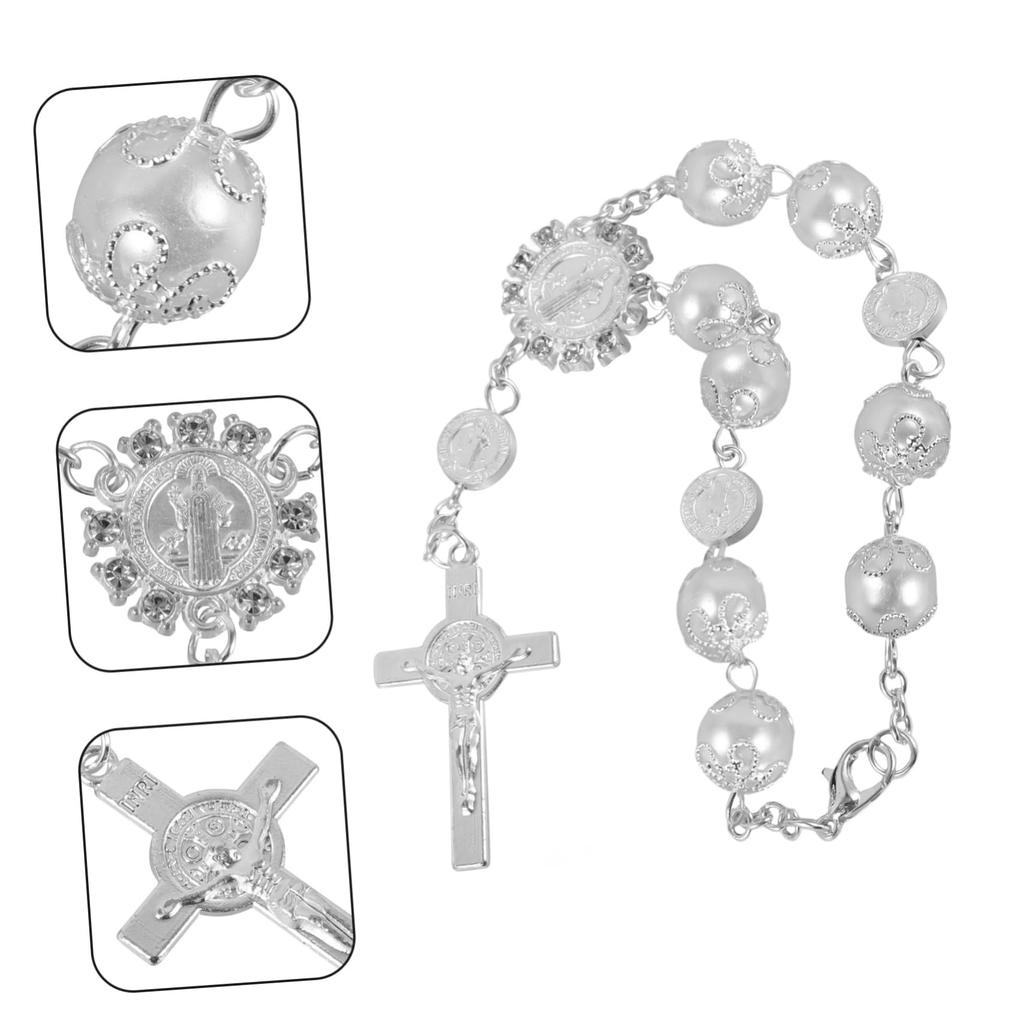 CALLARON Car Rosary Bracelet Car Mirror Hanging Prayer Beads
