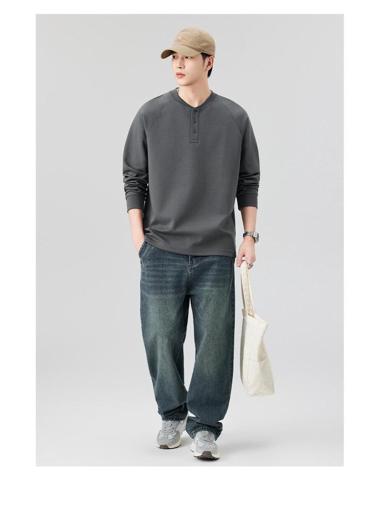 2025 Men's Trendy Casual Long Sleeve T-shirt Sweatshirt: Spring & Autumn Fashion Base Layer