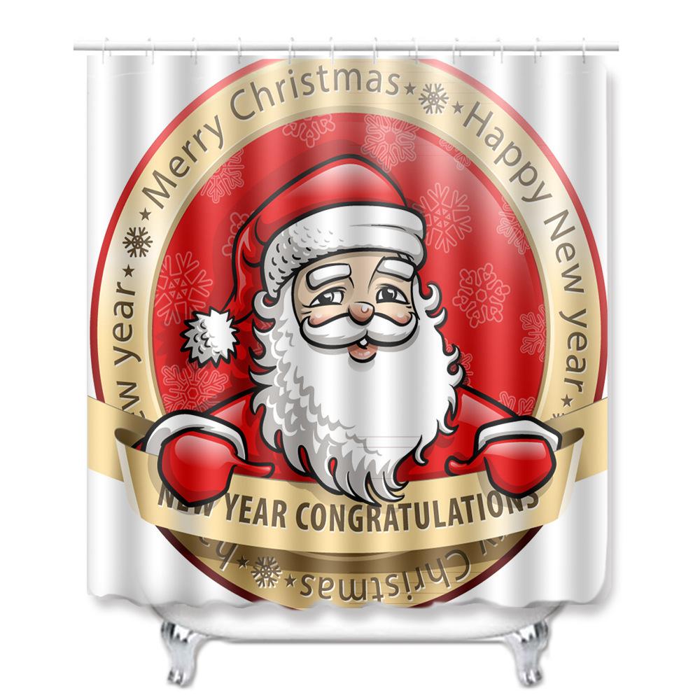 3D Digital Printing Christmas Waterproof Shower Curtain Four-Piece Bathroom Non-Slip Door Mat Bedroom Living Room Floor Mat Carpet