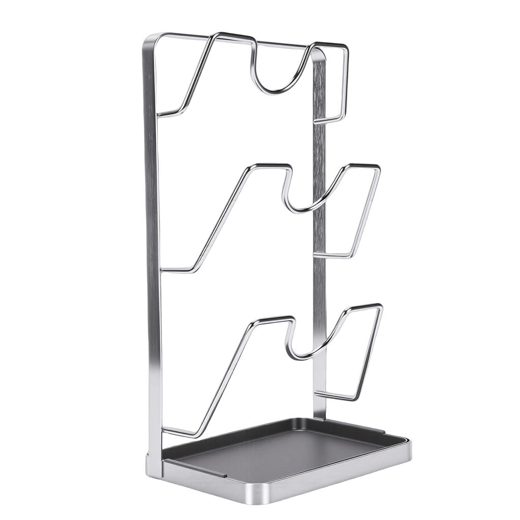 Countertop Pot Lid Holder Stainless Steel Cutting Board Organizer Pot Pan Lids Rack for Kitchen 3 Tier