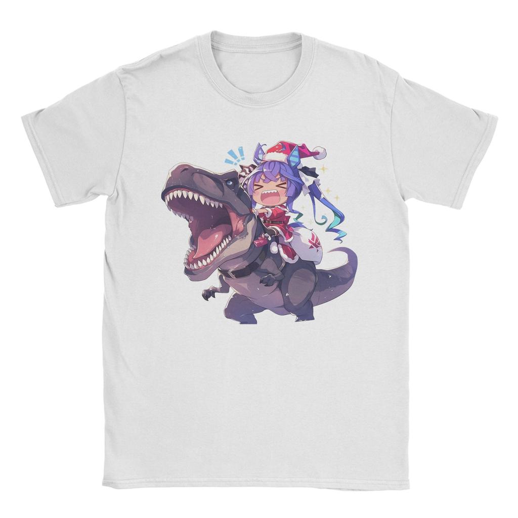 Twin Turbo Weihnachts-Dinosaurier T-Shirts Herren 100% Baumwolle T-Shirts O-Ausschnitt Uma Musume Pretty Derby Anime T-Shirts Kurzarm Kleidung