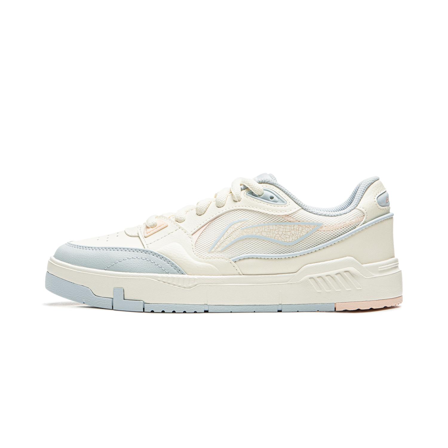 Li Ning Common 80s Skateboard Shoes Women s Low top Champagne White/Folk Blue AGCW136-1 38