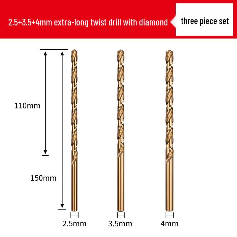 Cobalt Extra-Long High-Strength Alloy Twist Drill Bit for Stainless Steel and Woodworking