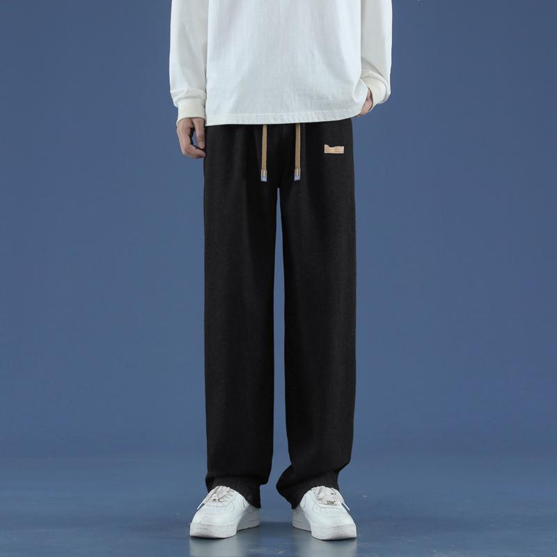 Calças Jeans Largas Casuais Elásticas na Cintura para Homem Streetwear Calças Retas Primavera Outono