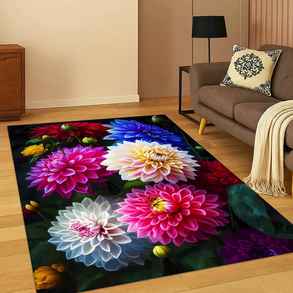 Daisy Sunflower Flower Pattern Carpet Rug for Home Bedroom Living Room Sofa Doormat Kitchen Decor,Kid Game Non-slip Area Rug Mat