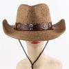 Männer Frauen Retro Western Cowboy Reithut Ledergürtel breite Kappe Hut