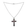 New Gothic Dark Retro Hollowed-out Cross Red Zircon Big Pendant Necklace for Women Men Halloween Party Jewelry Accessories Gifts