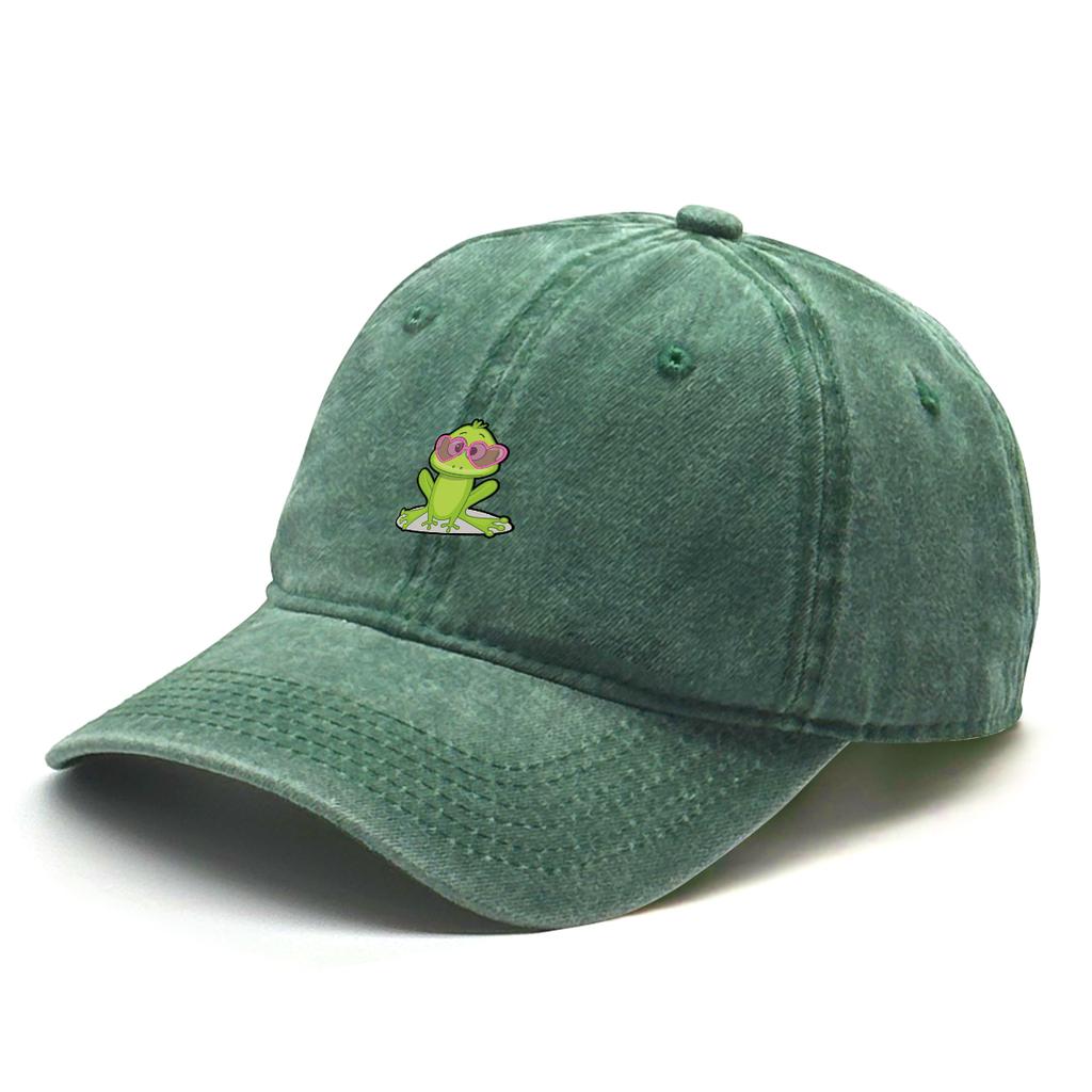 Cartoon Frog Printed Baseball Cap Adjustable Cozy Retro Baseball Hat With Sweatband Slouchy Sun Hat For Camping Tennis Gifts