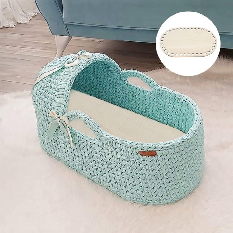 2Pieces Wood Crochet Basket Base Blank Basket Bottoms for Crochet Basket Crafting Crochet Bag Making Sewing Accessories
