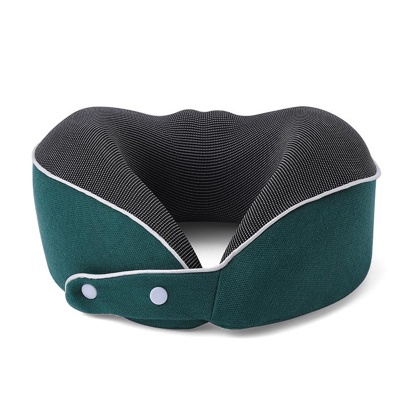 U-Shaped Memory Foam Travel Pillow with Foldable Neck Support, Breathable Design, and Optional Logo Printing.