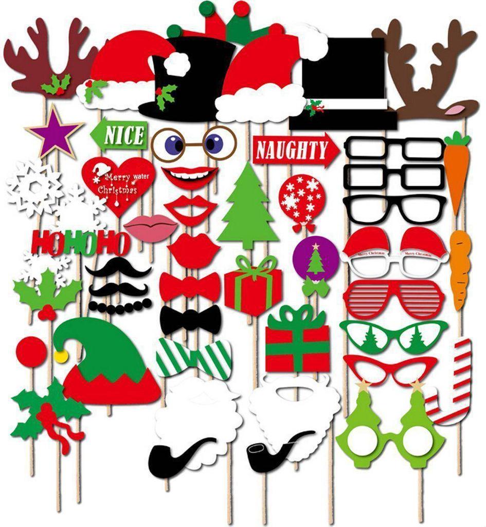 38-Piece Christmas Photo Booth Props Set for Holiday Parties