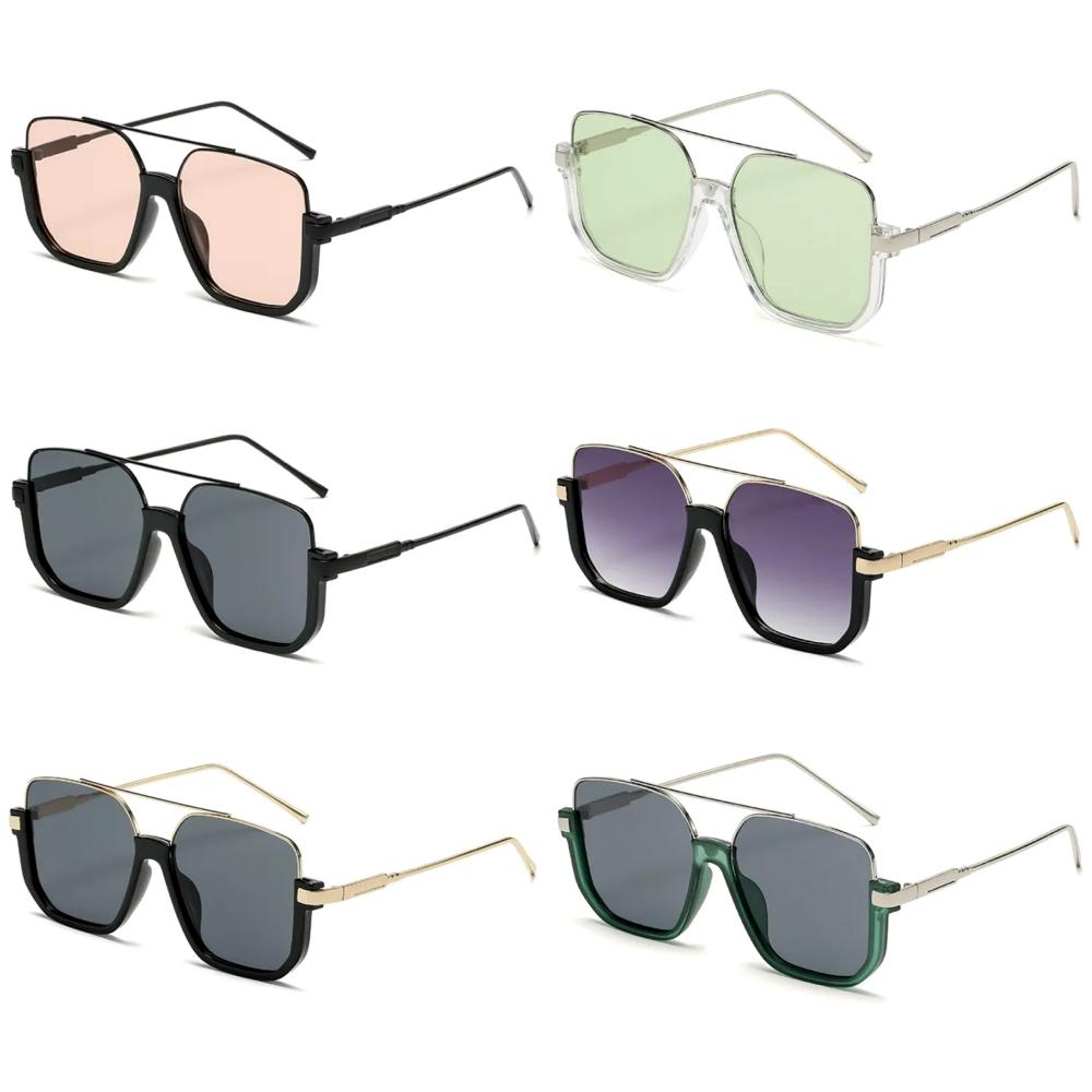 Fashion Oversized Sunglasses for   Women UV4 Half Metal Frame Sun Glasses Trendy Vintage Brand Design Goggles