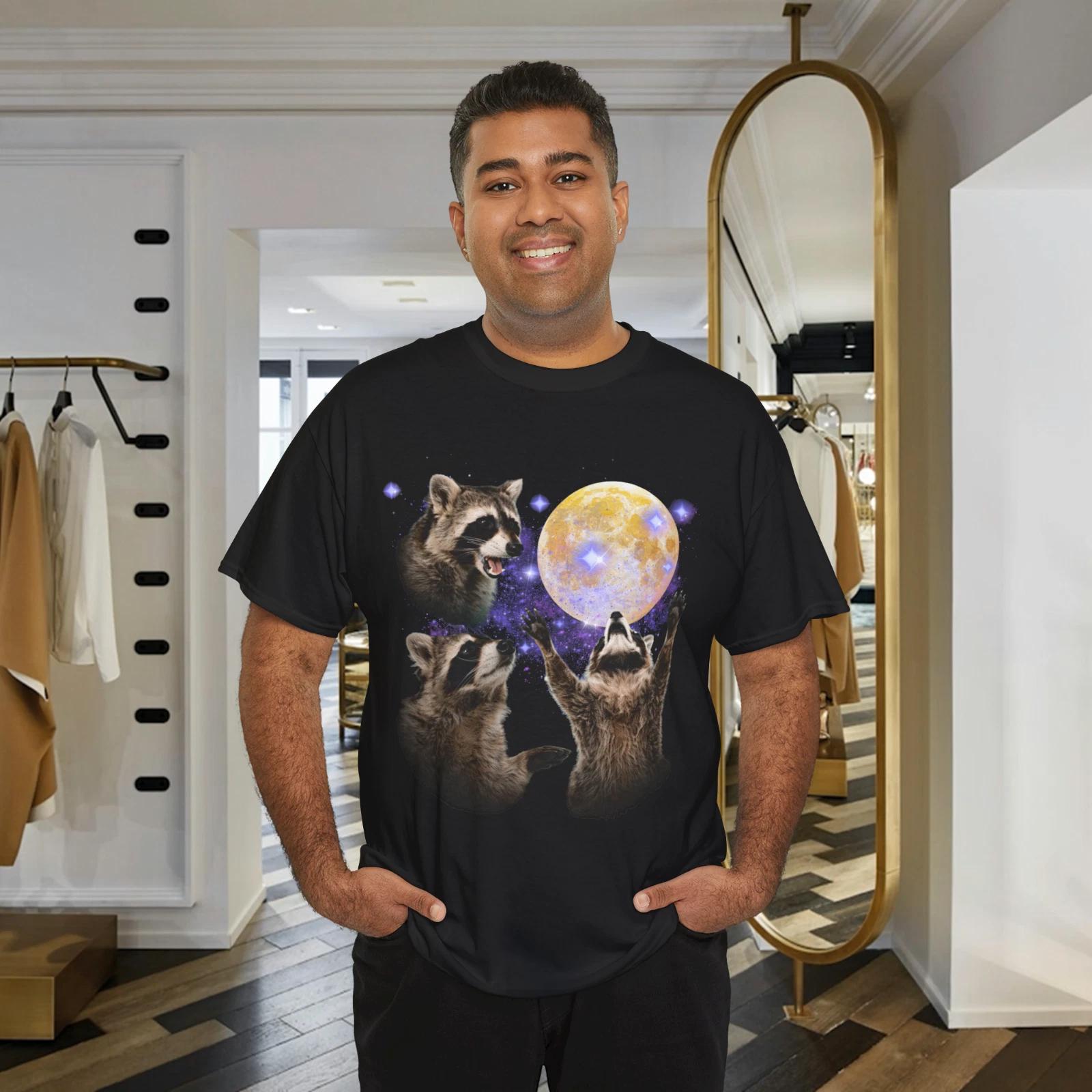 Three Raccoons Retro Raccoon Moon Shirt Racoons Howling At The Moon T-Shirt S
