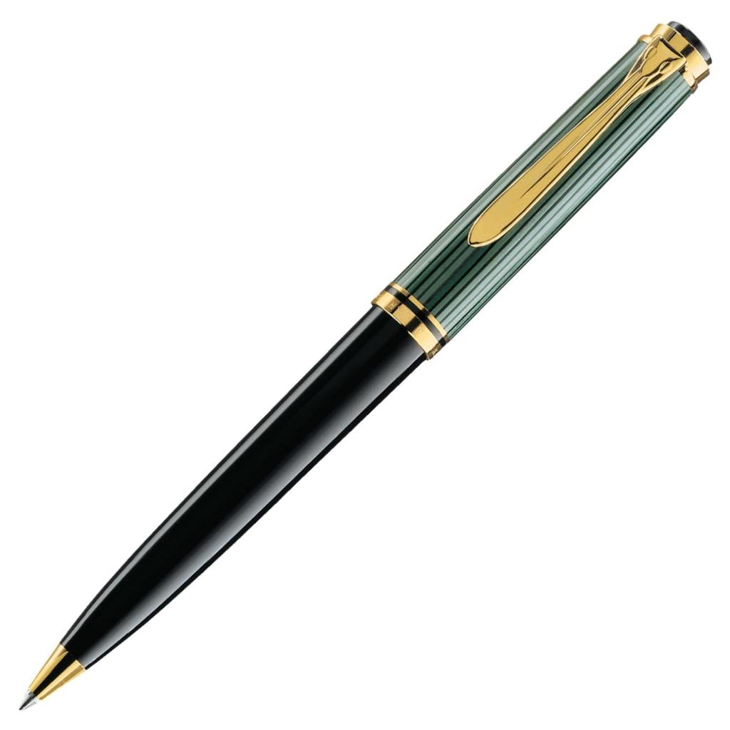Pelikan K800 Ballpoint Green Genuine Imported Product Souverän Pen, Oil-Based Ink, Stripe,