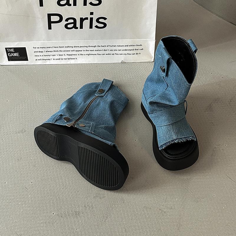 Fashion retro thick-soled two wear cool boots for women to wear in summer, new models for outer wear, versatile temperament sandals