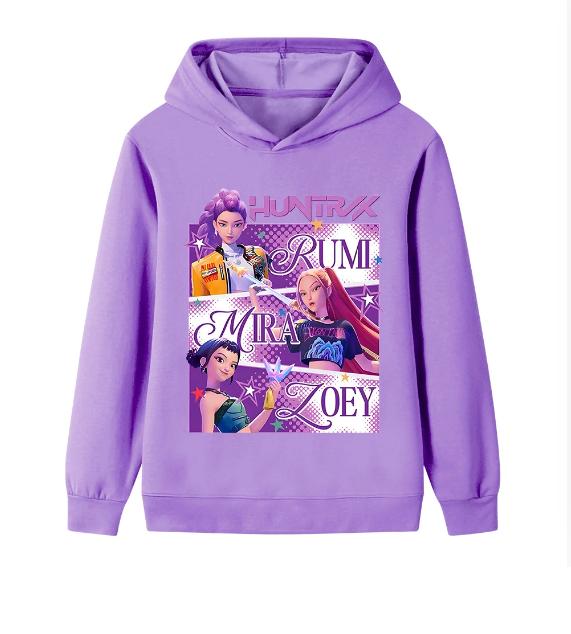 

K-pop Охотники на демонов Huntrix Толстовка Детская одежда Одежда принцессы для девочек Модная одежда для мальчиков Весенне-осенний свитшот Детские топы 120