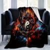 1pc Flaming Dragon Yin Yang Blanket Soft Warm Bedding Throw Coverlet for Room Decor, Living Room, Travel, Camping, Car Blankets