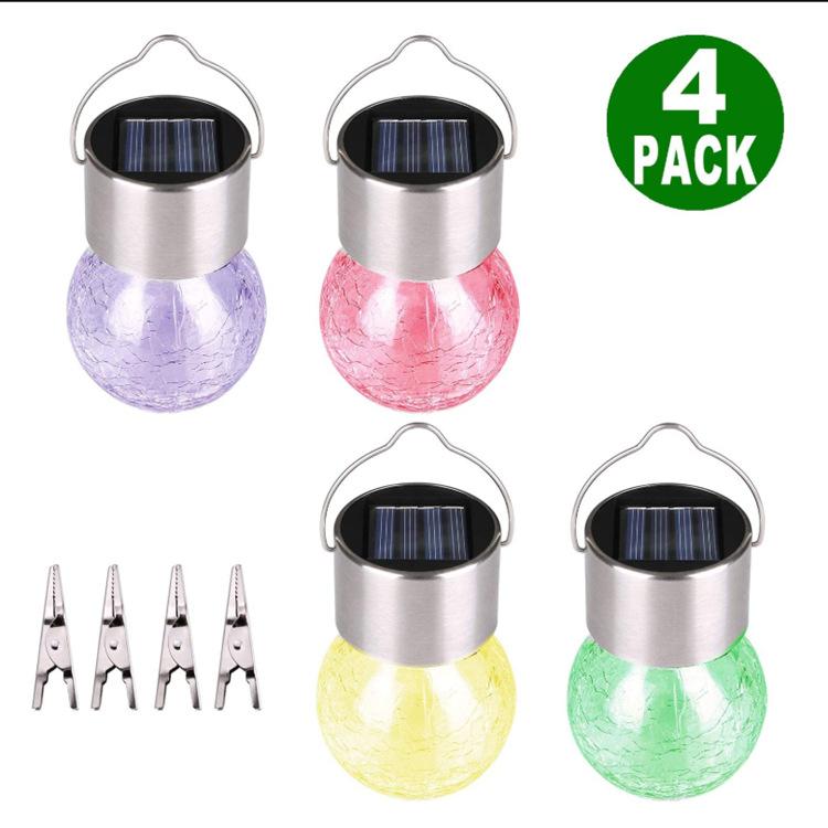 LED Outdoor Solar Glass Ball Pendant Light Cracked Ball Rattan Ball Light Garden Decorative Light String Courtyard Light