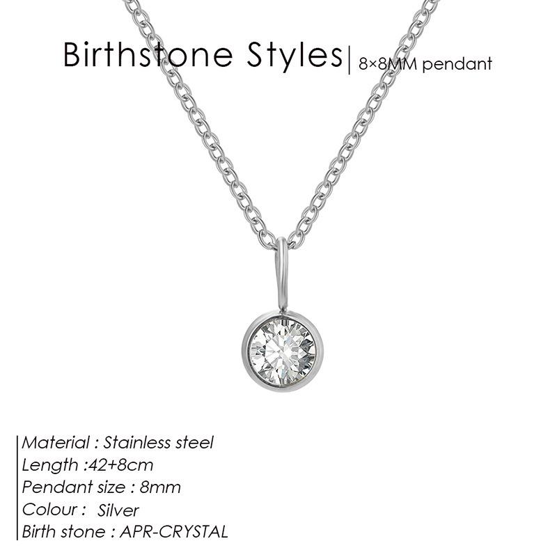 European & American Luxury Colorful Rhinestone Pendant Necklace - December Birthstone Stainless Steel Jewelry
