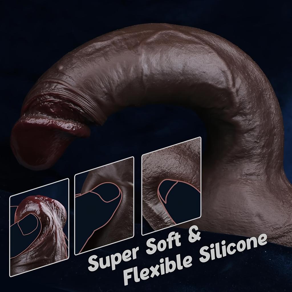 33cm Huge Realistic Silicone Dildo, Flesh & Black Coffee Thick Penis Toy with Strong Suction Cup, Soft Skin Feel G-Spot Stimulator