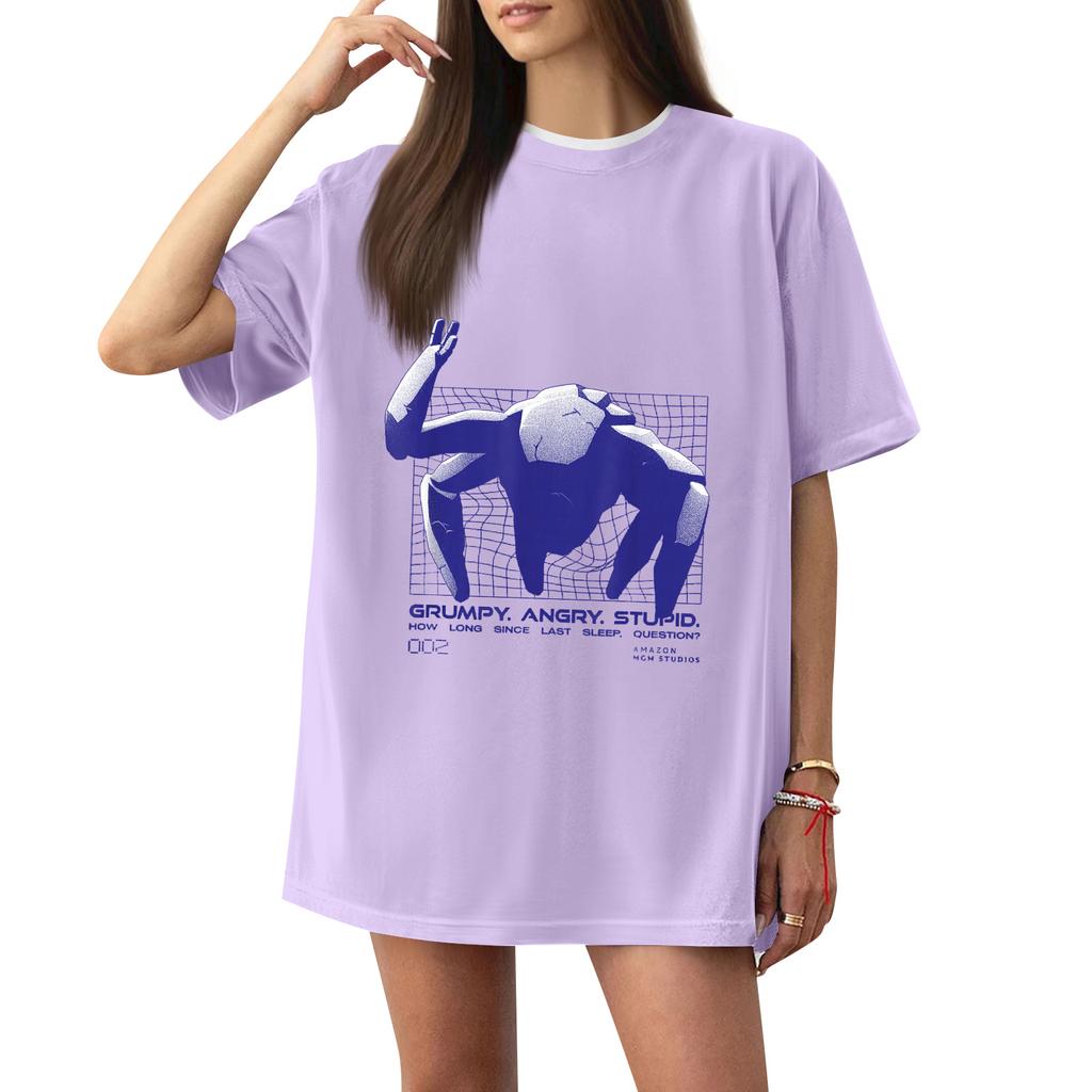 Women's Casual Printed T-Shirt Round Neck Pullover Short Sleeve Top
