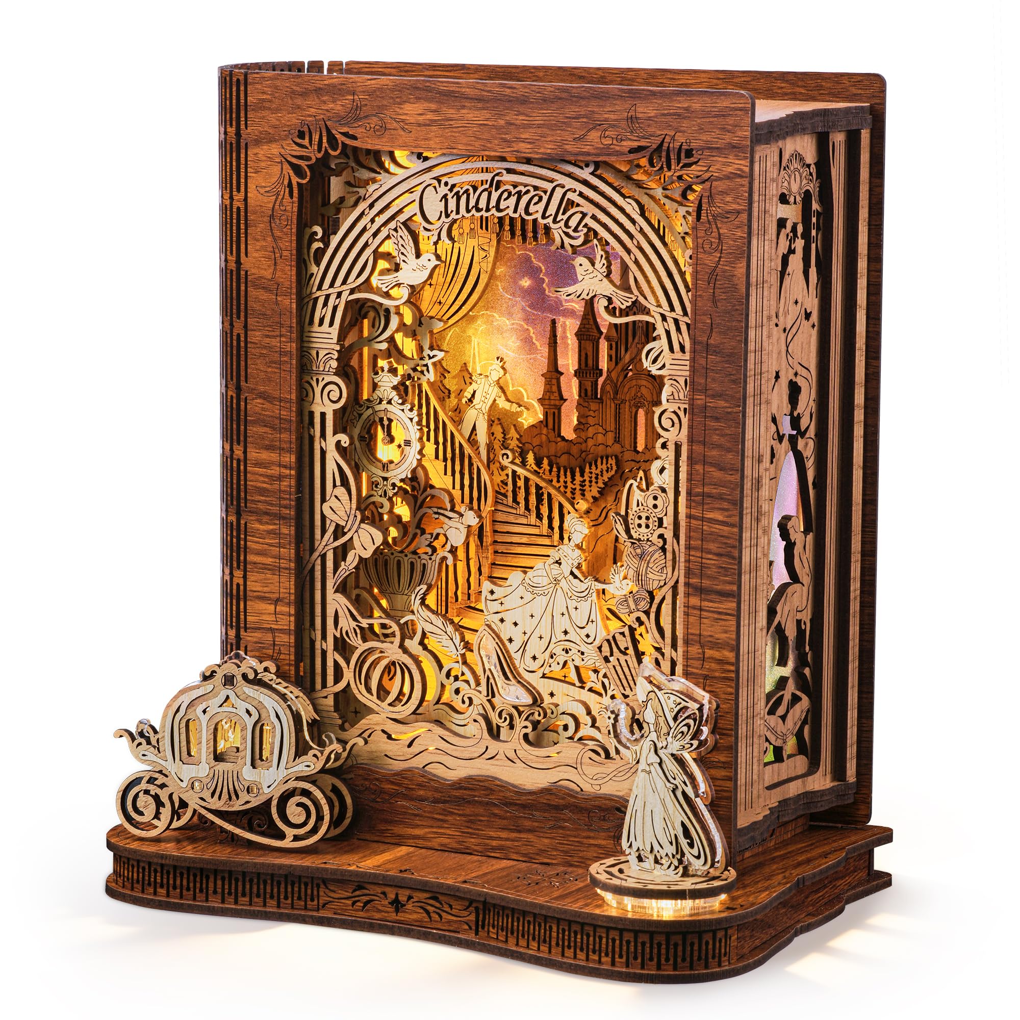 

FUNPOLA Золушка 3D 3D Ночная сказка Книга Сделай сам Деревянный Декор для дома Образовательная Фея для Детей и Инструкции 99 Деталей Пазл, Пазл, Лампа,