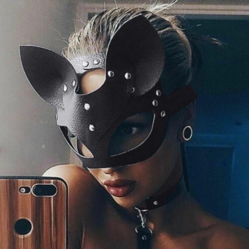Cosplay Rabbit Cat Mask Half Face Fashion Black Rave Party Dancer Club Costume Props Halloween Cosplay Masque Bunny Mask 2025