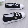 Damenschuhe Damenmode runde Zehenpartie schwarze Canvas Anti-Rutsch flache Schuhe für Studentin Schule Dame weiß cool floraler Schuh ba357