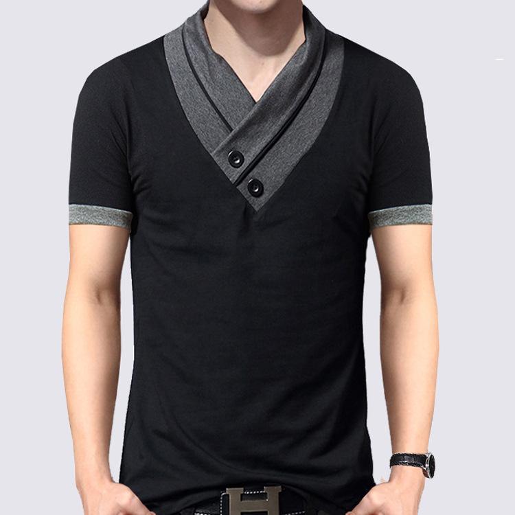 Men Color Splicing Short Sleeve Casual T Shirt
