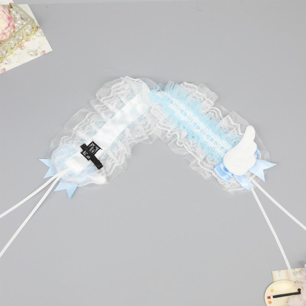 Wing Girl Ruffled Headwear Lace Trim Subculture Flouncing Headwear Cute Maid Headpiece Bows Headbands